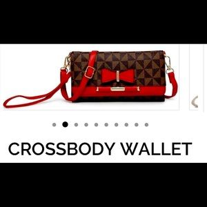 Red and coffe crossbody Wallet